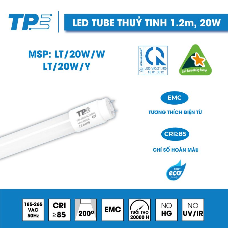 Bóng Led Tube Thuỷ Tinh 1.2M 20W