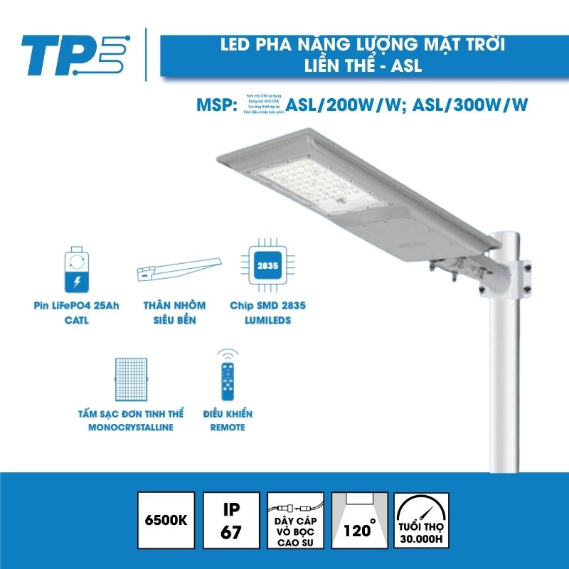 Đèn Đường Led Năng Lượng Mặt Trời Liền Thể
