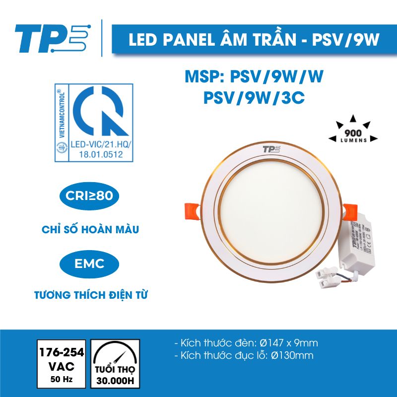 Đèn Led Panel Âm Trần Viền Vàng