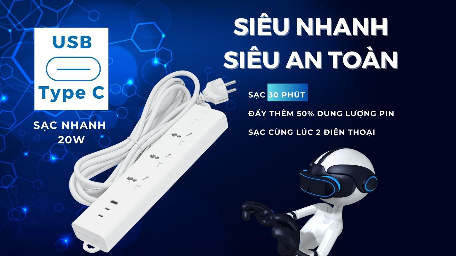 Ổ CẮM ĐIỆN TPE SẠC SIÊU NHANH CÙNG LÚC 2 ĐIỆN THOẠI