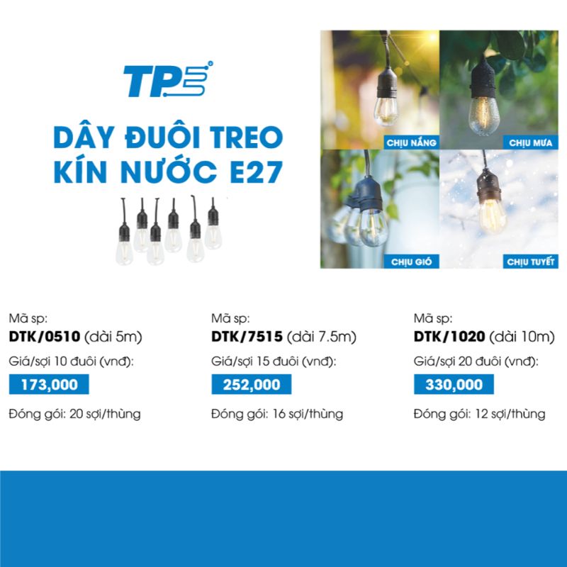Dây đuôi treo kín nước E27