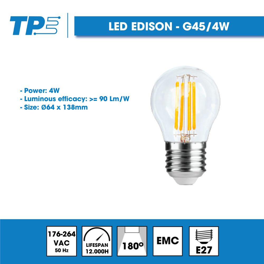 Edison Round LED Bulb TPE – G45/4W