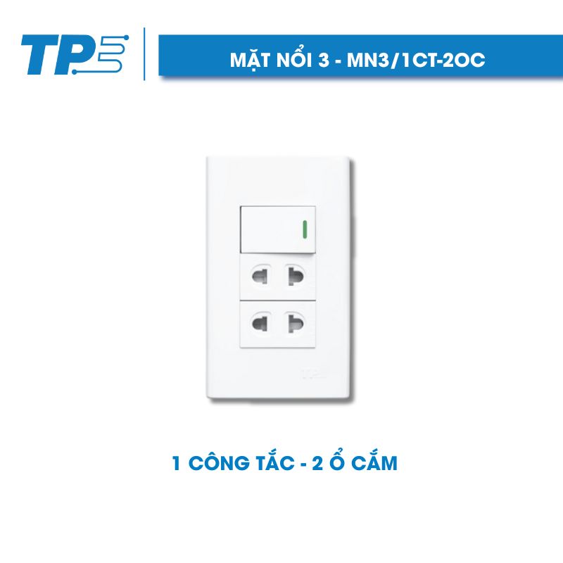 Mặt nổi 3, 1 công tắc - 2 ổ cắm