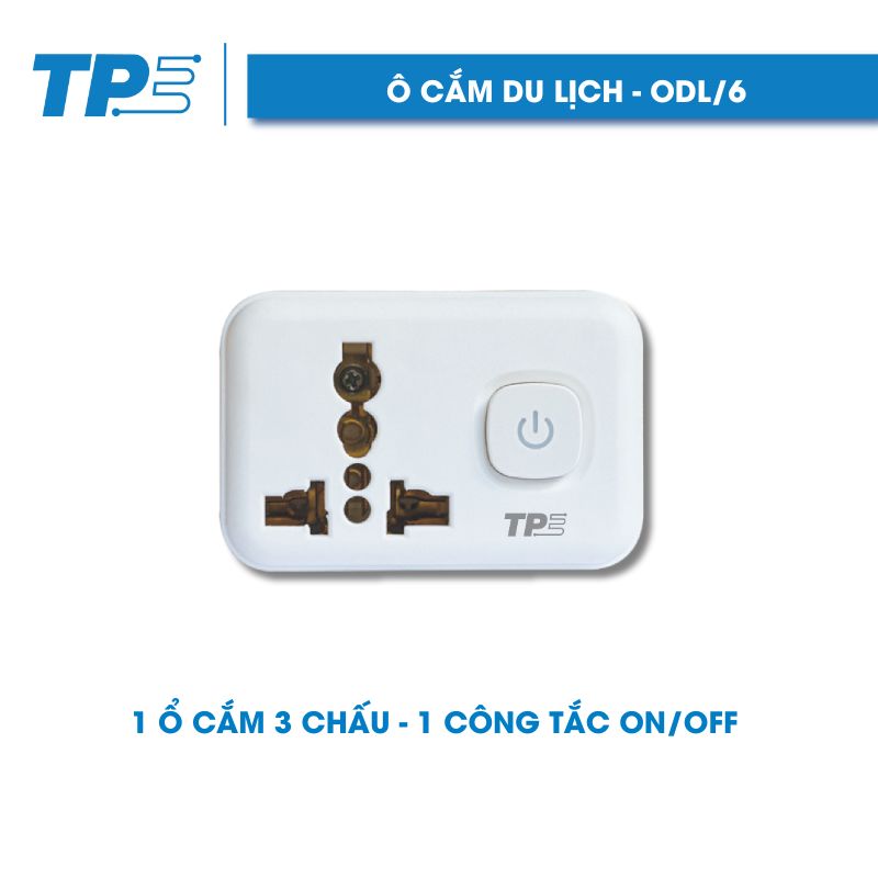 Ổ Cắm Du Lịch TPE, 1 Ổ Cắm 3 Chấu - 1 Công Tắc ON/OFF