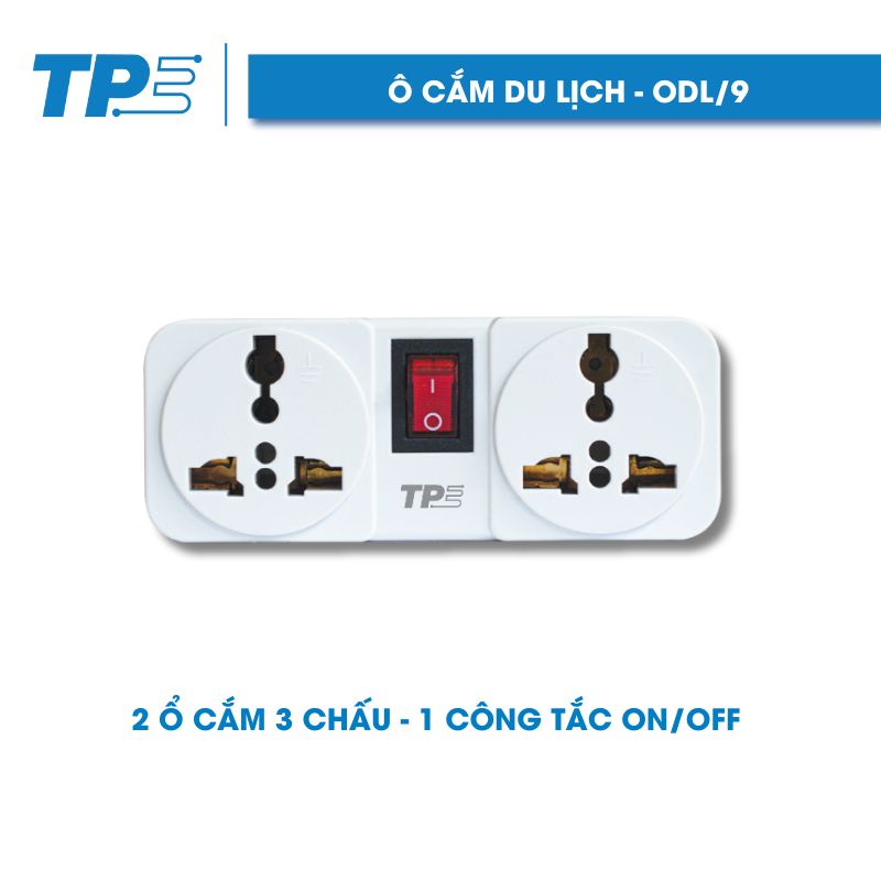 Ổ Cắm Du Lịch TPE, 2 Ổ Cắm 3 Chấu - 1 Công Tắc ON/OFF