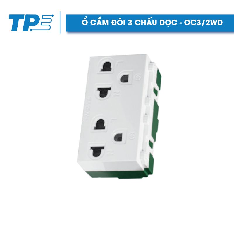 Ổ cắm đôi 3 chấu dọc