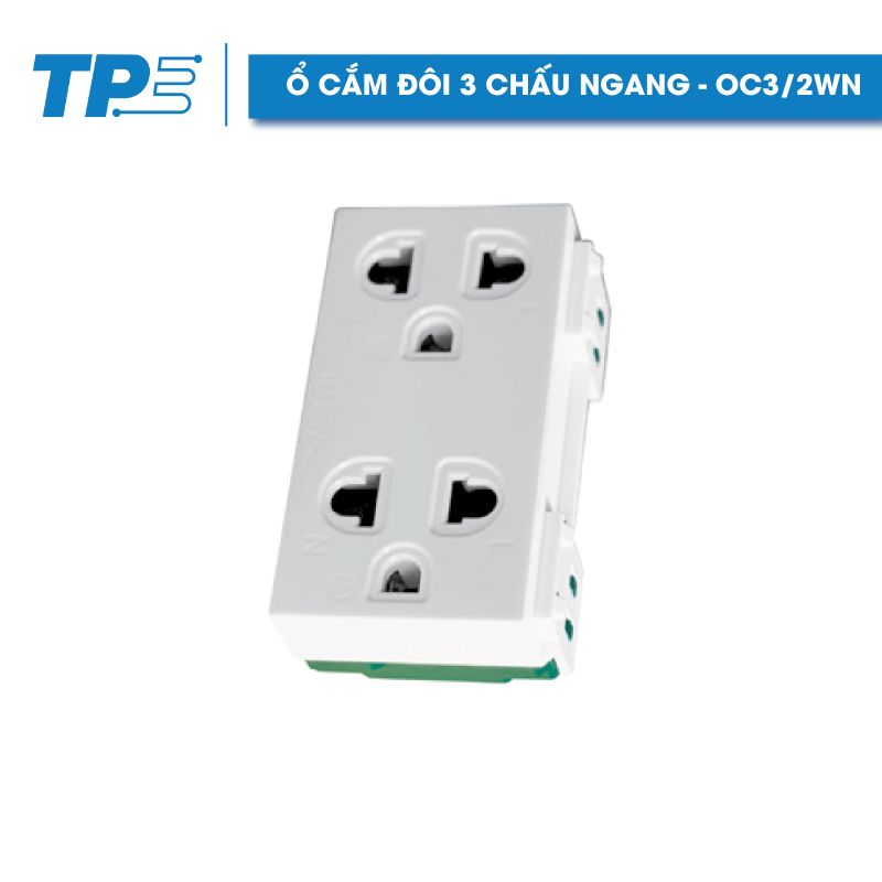 Ổ cắm đôi 3 chấu ngang