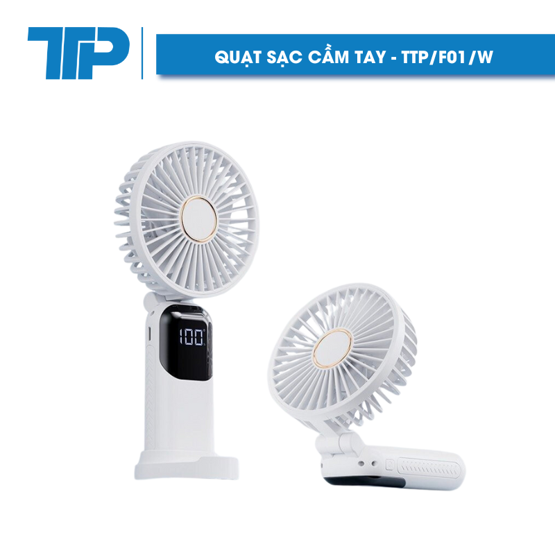 Quạt sạc điện cầm tay TTP trắng