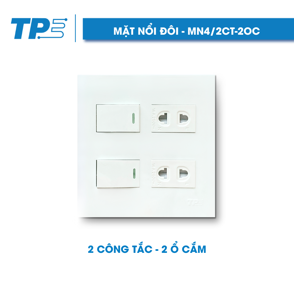TPE double gang, 2 sockets – 2 switches