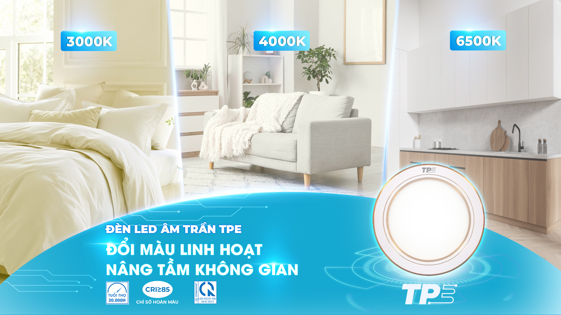 LED PANEL ÂM TRẦN: ĐỔI MÀU LINH HOẠT, NÂNG TẦM KHÔNG GIAN