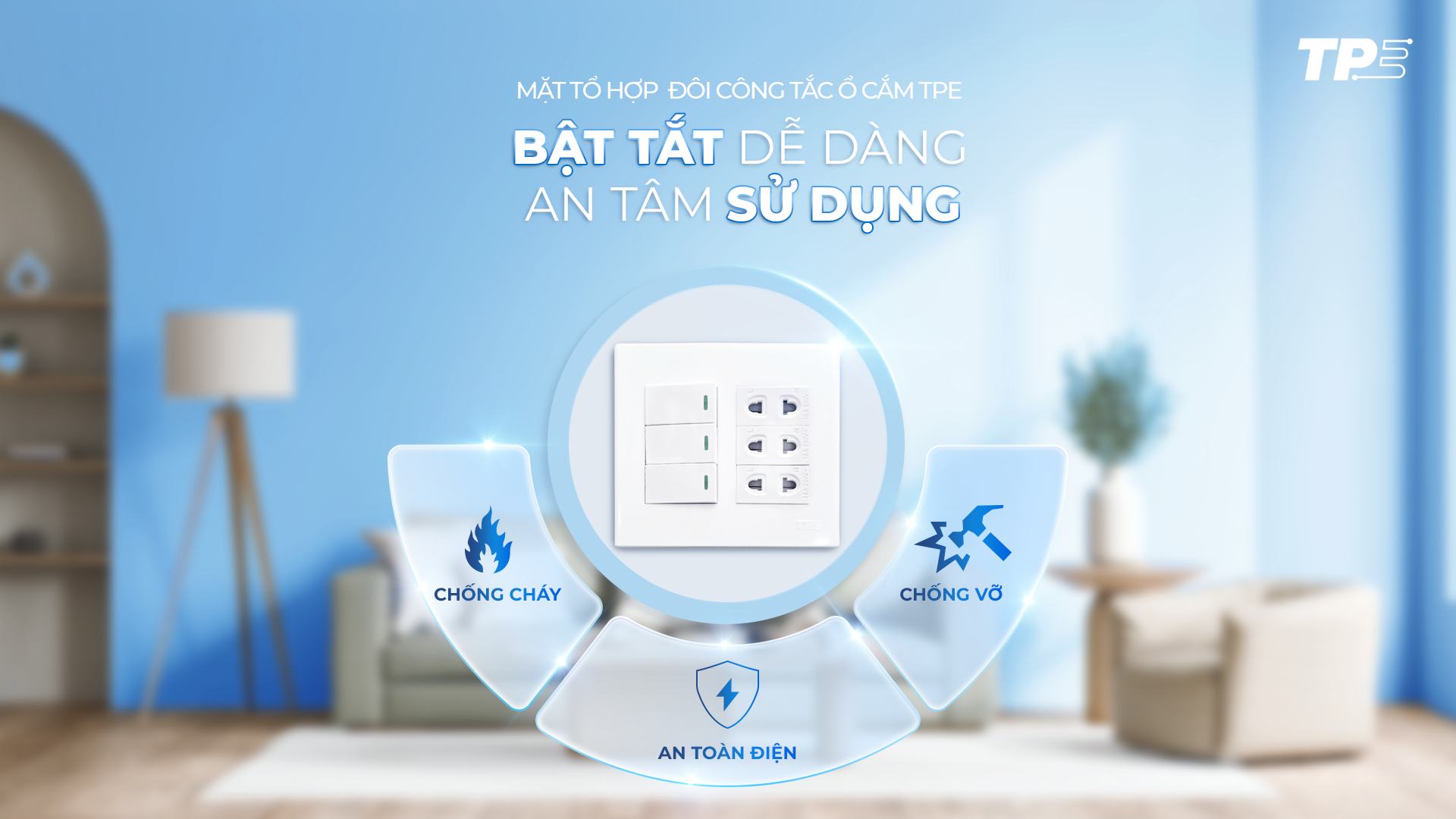 MẶT TỔ HỢP ĐÔI CÔNG TẮC Ổ CẮM TPE: BẬT TẮT DỄ DÀNG, AN TÂM SỬ DỤNG