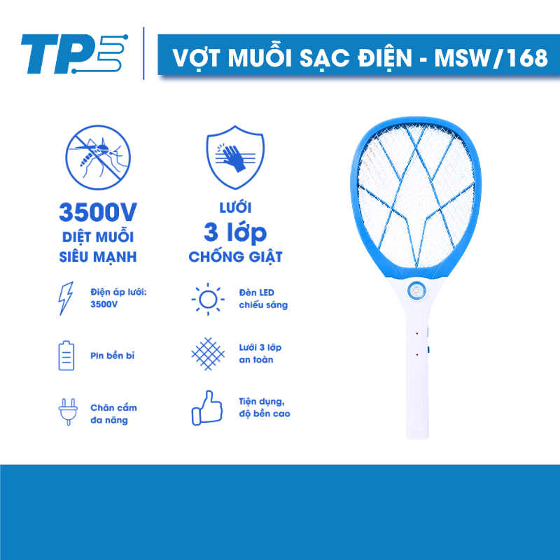 VỢT MUỖI SẠC ĐIỆN TPE 168