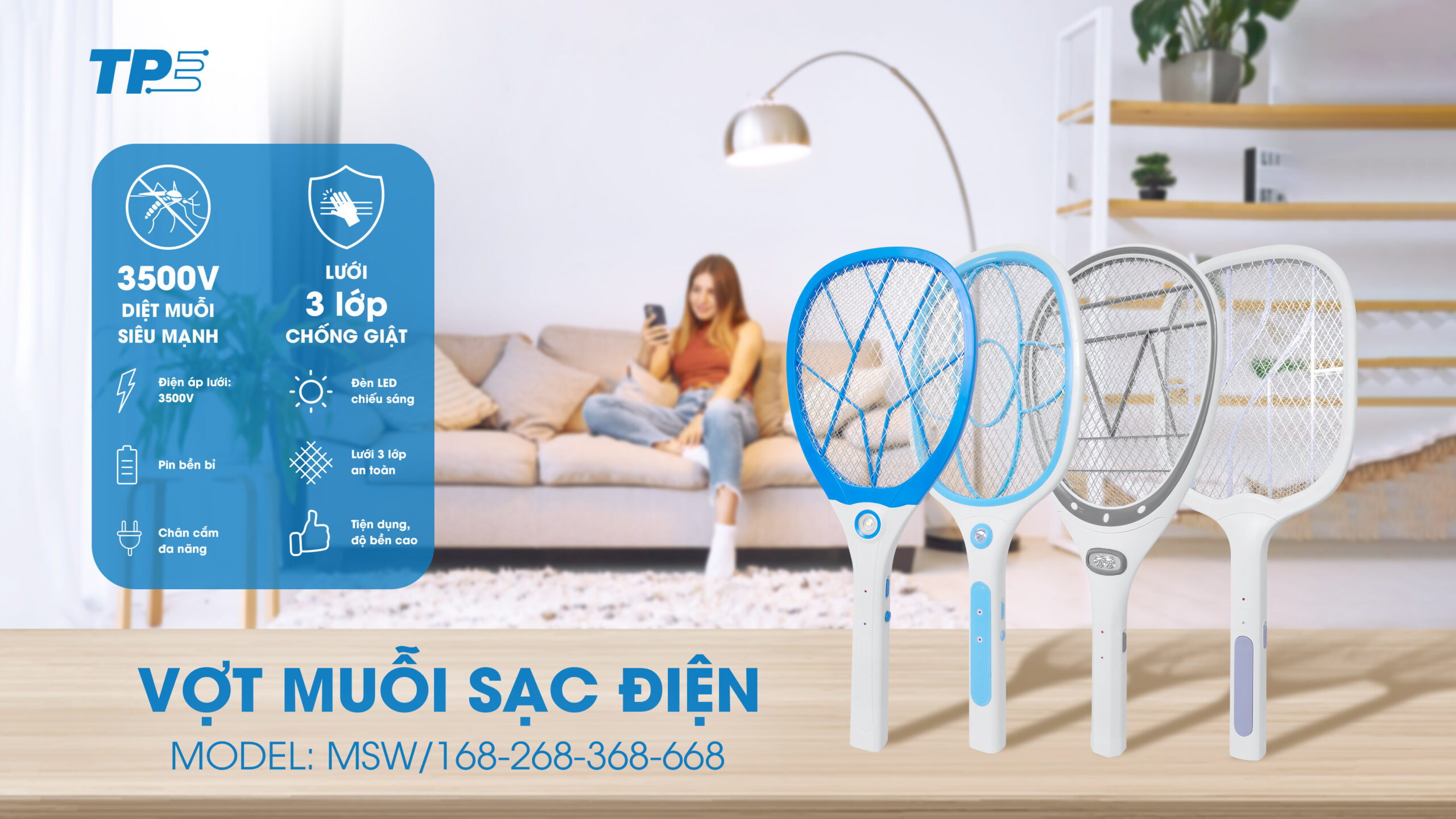 VỢT MUỖI SẠC ĐIỆN TPE: HIỆU QUẢ TỨC THÌ – AN TÂM TUYỆT ĐỐI
