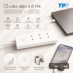Ổ CẮM ĐIỆN 3 LỖ TPE 2500W OD3 – AN TOÀN, BỀN BỈ, CHỐNG CHÁY