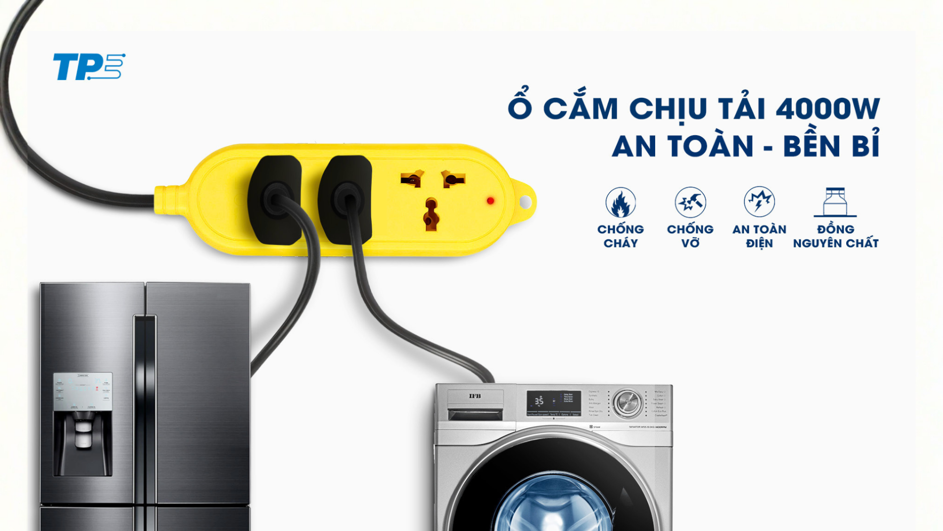 Ổ CẮM CHỊU TẢI 4000W TPE: AN TOÀN – BỀN BỈ