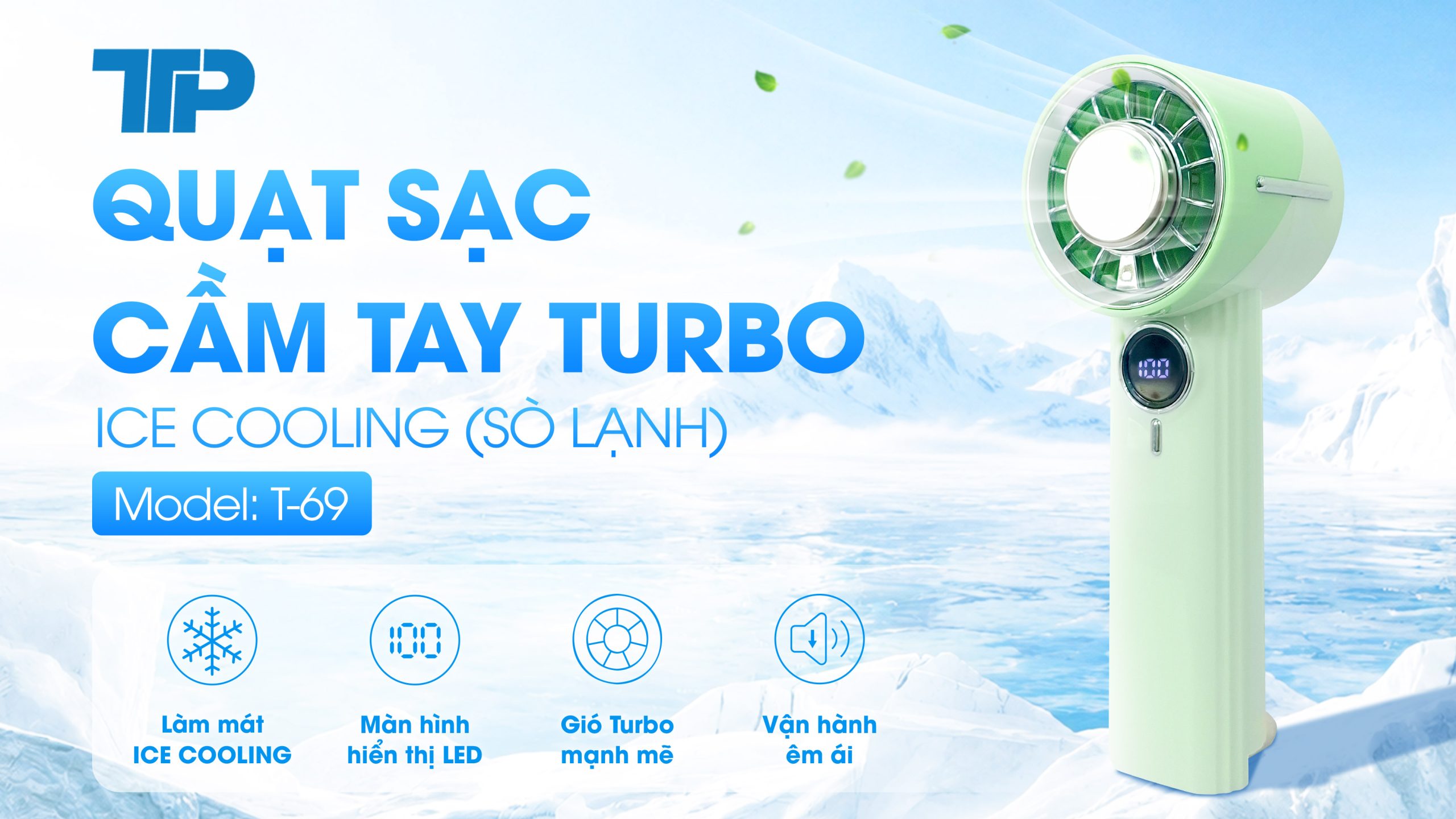 Quạt Cầm Tay Turbo Sò Lạnh T-69 TTP Ice Cooling